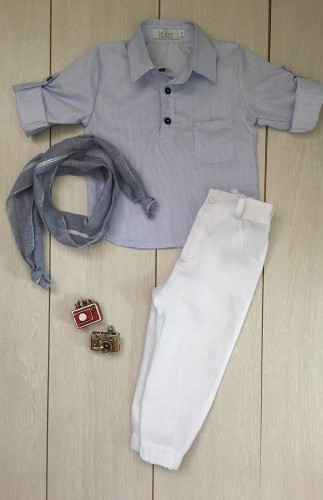 1958- Ριγέ μπλε πουκαμίσα με παντελονάκι με λάστιχο!